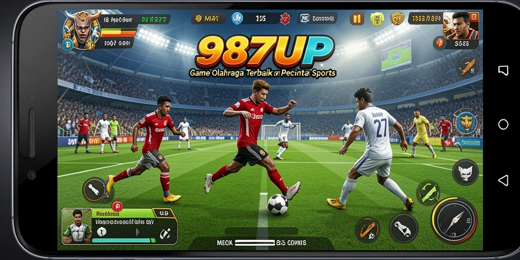 Tampilan gameplay seru dari 987UP yang menampilkan aksi olahraga.