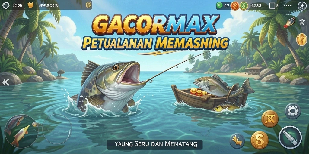 Tampilan gameplay GACORMAX saat menangkap ikan yang menantang.