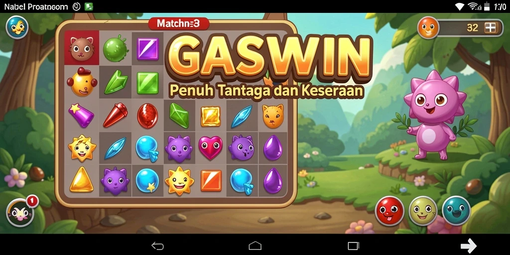 Tampilan gameplay GASWIN yang seru dan menantang dalam genre Match-3.