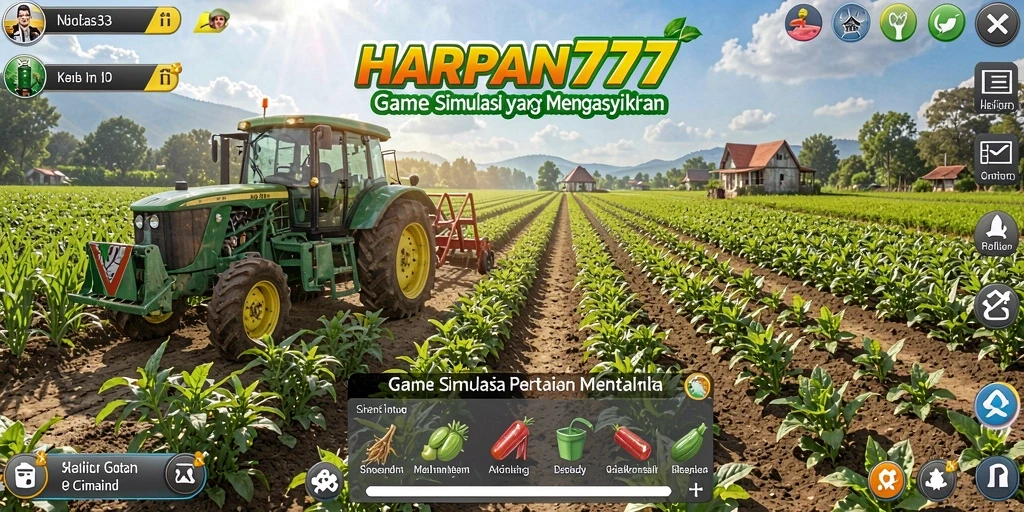 Tampilan permainan HARAPAN777 yang menampilkan kebun yang subur.