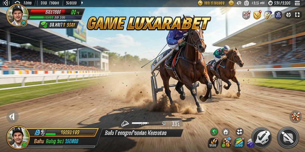 Screenshot LUXARABET menampilkan aksi balapan yang mendebarkan.