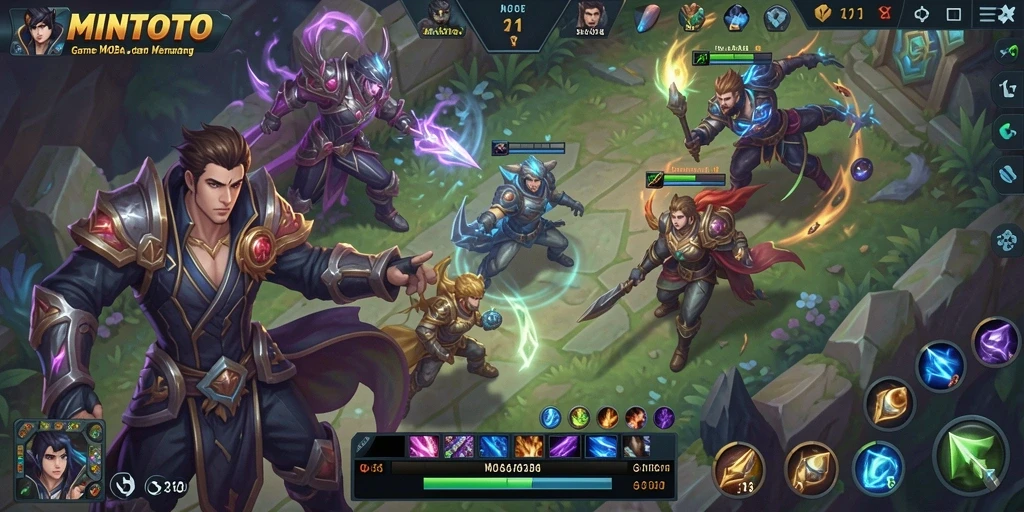 Tampilan gameplay seru MINTOTO dalam pertarungan tim.