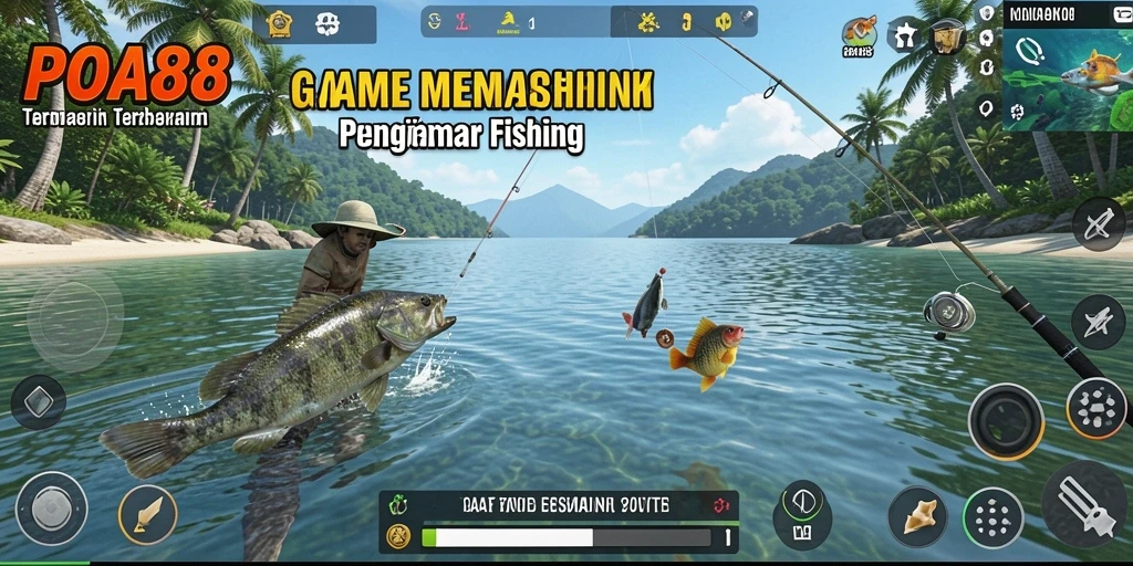 Screenshot gameplay POA88 dengan aksi memancing yang intens.