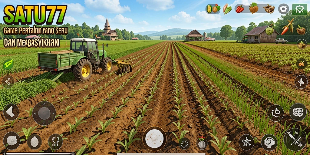 Tampilan menarik dari gameplay pertanian di SATU77.