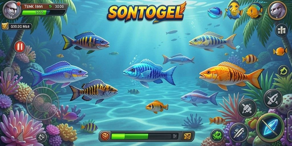 Tampilan gameplay Tembak Ikan yang memukau dan mengasyikkan.