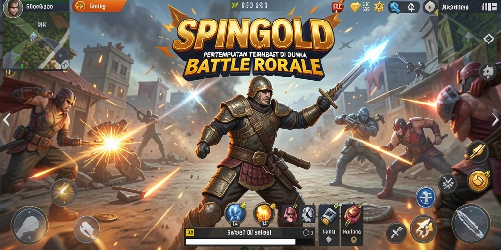 Tangkapan layar SPINGOLD menampilkan aksi seru di tengah pertempuran Battle Royale.