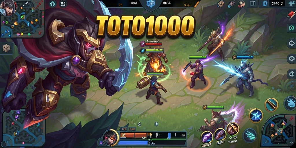 Tampilan menarik dari gameplay seru TOTO1000 di arena MOBA.